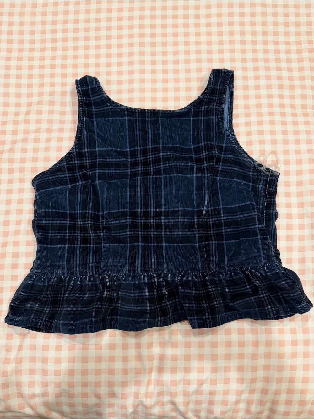 American Eagle plaid tie back tank top corduroy